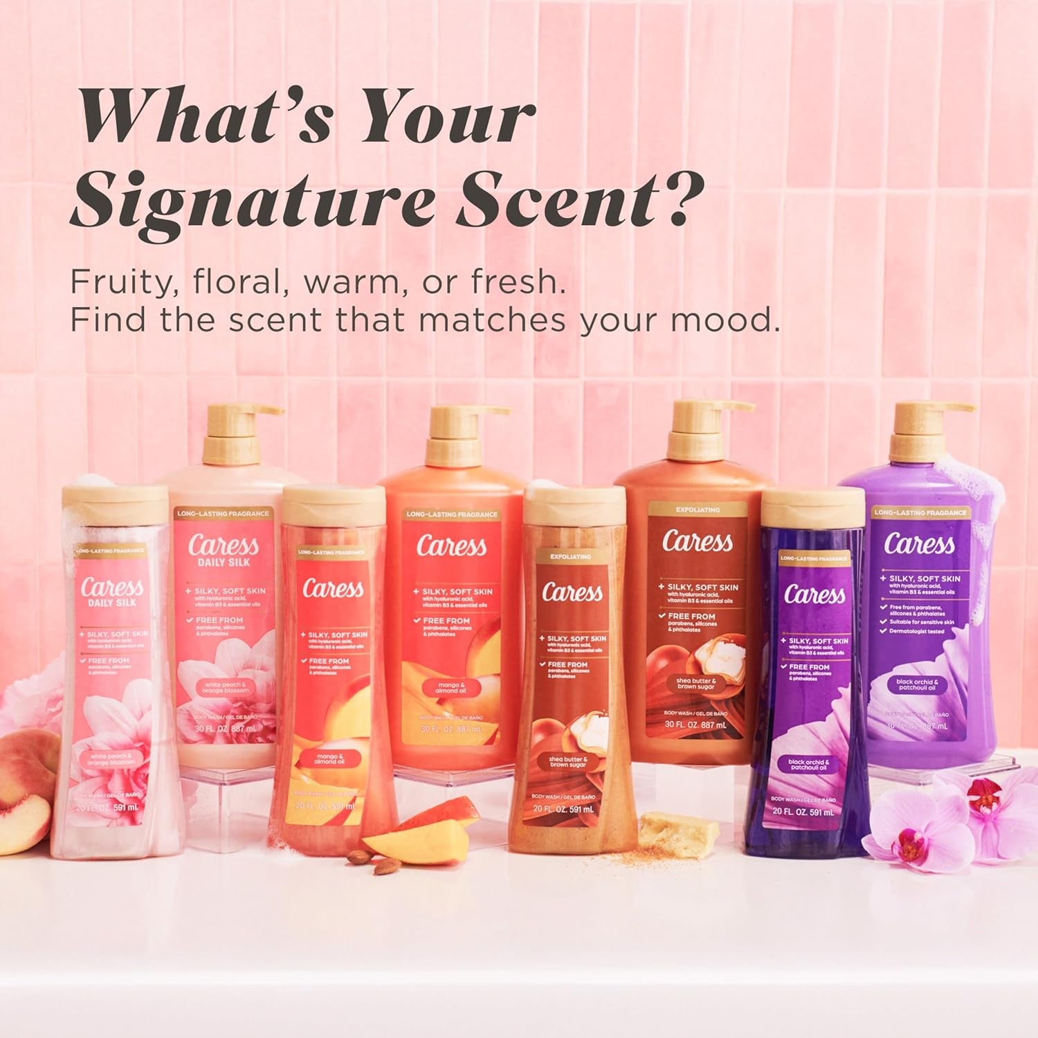 Indulge in Luxury with Caress Black Orchid & Patchouli Oil Body Wash - Hydrating Formula with Hyaluronic Acid & Vitamin B3 for Silky Soft Skin - 20 Fl Oz (4 Pack)
