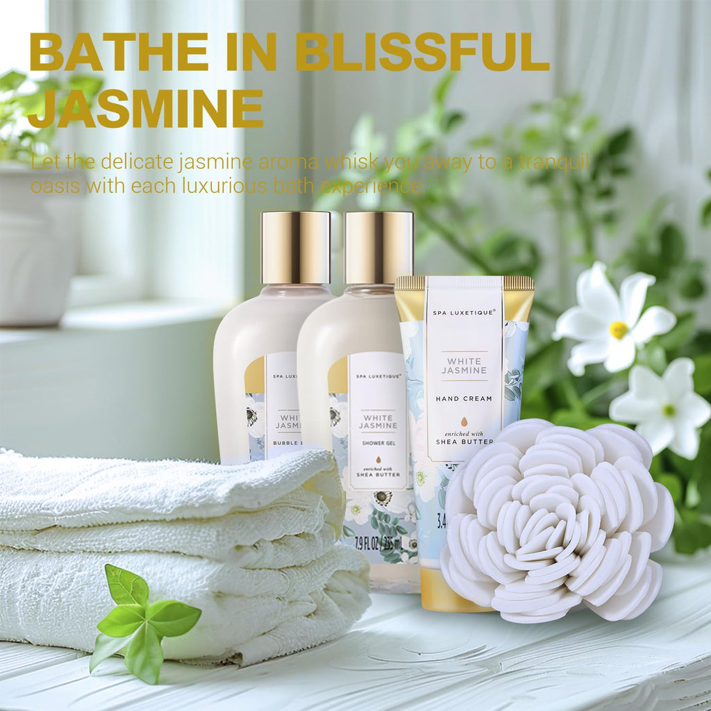Indulge Her with Our 15-Piece Luxury White Jasmine Spa Gift Basket - Perfect for Birthdays, Mother's Day, and Special Occasions!